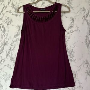Banana Republic Purple Sleeveless Top Size M Embellished Neckline Jewel Tones